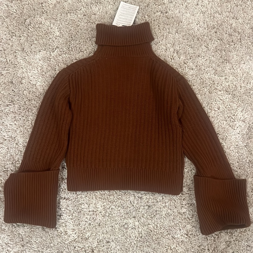 The Row Saddle Brown Knit Turtleneck Sweater